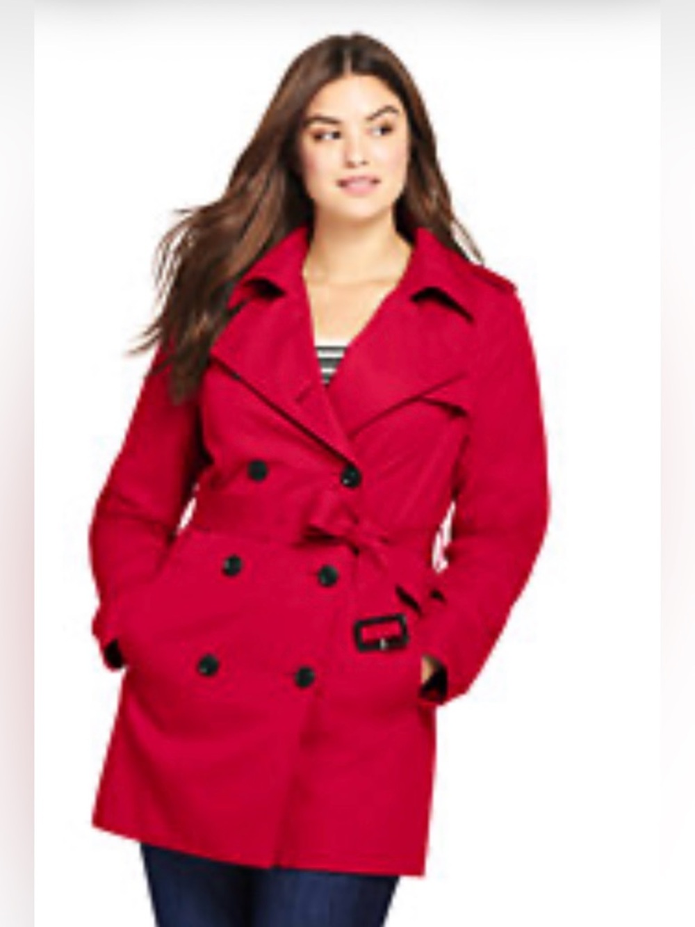 NWT Lands’ End 18W Trench Coat, Bright Cardinal - Picture 8 of 8